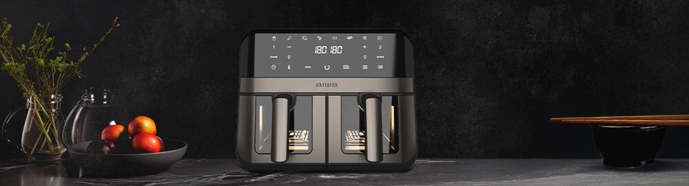Air Fryer Frytkownica beztłuszczowa AIWA AFR-9000 Futago funckja automatycznego czyszczenia, można myć w zmywarce, stal nierdzewna, odporna na odciski palców, szybkie sprzątanie