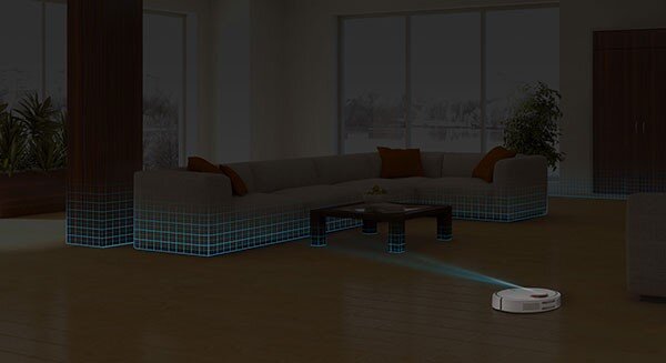 Robot sprzątający XIAOMI Mi Robot Vacuum Pro Czarny wirtualna sciana bok spod