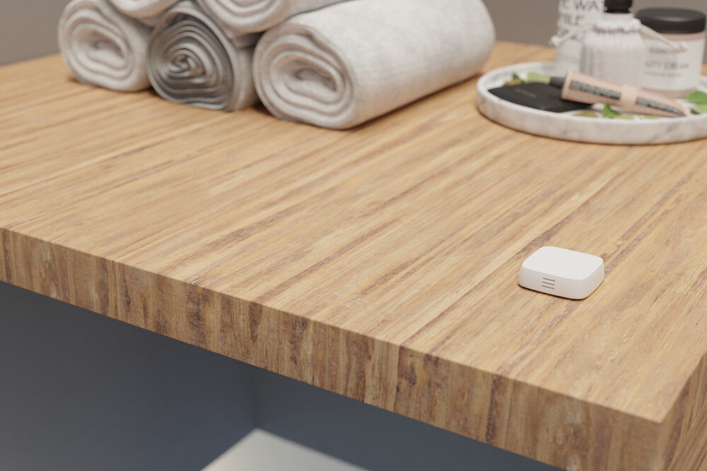 Czujnik temperatury i wilgotności TESLA TSL-SEN-TAH monitoring temperatury i wilgotnosci inteligentny precyzyjne pomiary intuicyjna aplikacja mobilna TESLA Smart zasieg do 50 metrow