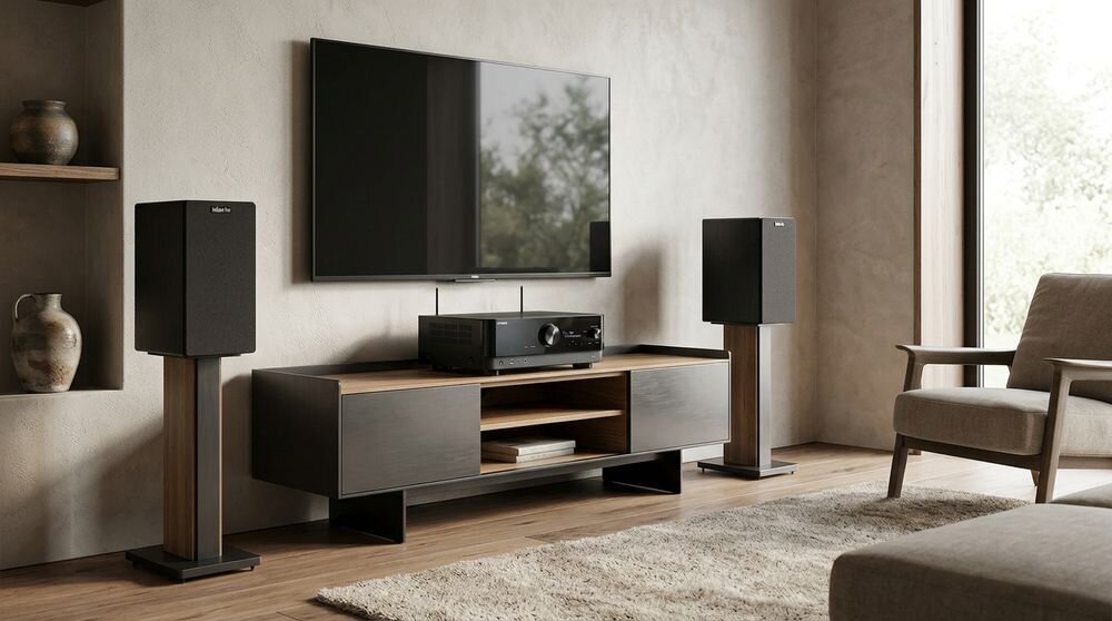 Zestaw stereo YAMAHA RX-V6A + INDIANA Line Tesi 3, 700 W RMS, 1120 W mocy muzycznej, amplituner, zestaw w pomieszczeniu