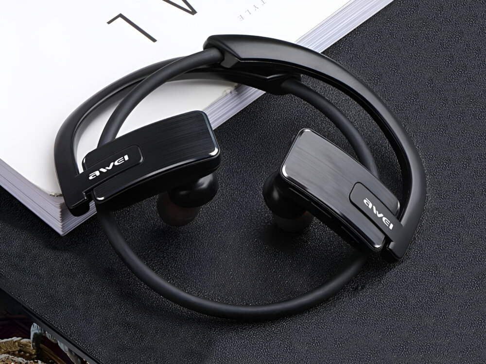 Słuchawki AWEI E1BL sportowe lekkie 19g wygodne zaczepy pałąk ergonomia