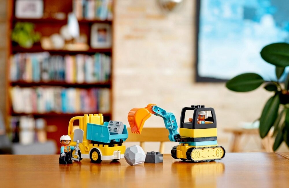 LEGO Duplo Ciężarówka i koparka gąsienicowa 10931 Postaw na rozwój swojego malucha Wiele godzin kreatywnej zabawy