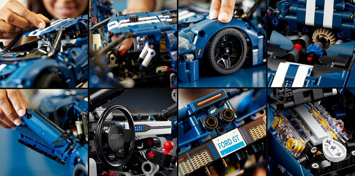 LEGO Technic Ford GT, wersja z 2022 roku 42154 dziecko kreatywność zabawa nauka rozwój klocki figurki minifigurki jakość tradycja konstrukcja nauka wyobraźnia role jakość bezpieczeństwo wyobraźnia budowanie pasja hobby funkcje instrukcja aplikacja LEGO Builder