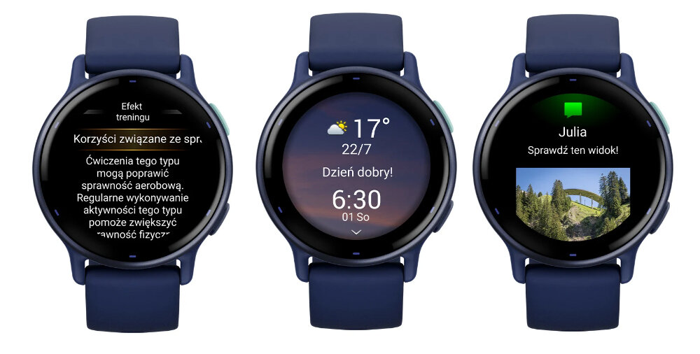 Zegarek sportowy GARMIN Vivoactive 5 ekran bateria czujniki zdrowie sport pasek ładowanie pojemność rozdzielczość łączność sterowanie krew puls rozmowy smartfon aplikacja