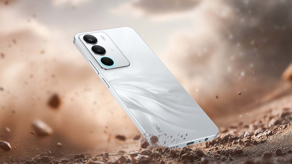 Smartfon REALME C71 upada na ziemię MIL-STD 810H i IP54 odporność na kurz, zachlapania i wahania temperatury