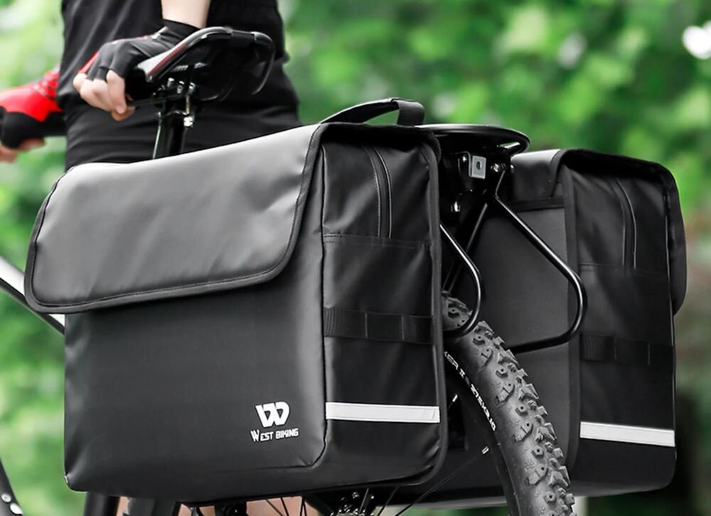 Torba rowerowa na bagażnik WEST BIKING GT000006 obustronna 36L torba zawieszona na bagazniku przechowywanie transport mobilność