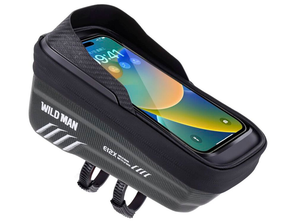 Torba rowerowa na ramę WILDMAN E12X torba na bialym tle, szybki dostep, nawigacja, telefon, klucze, narzedzia