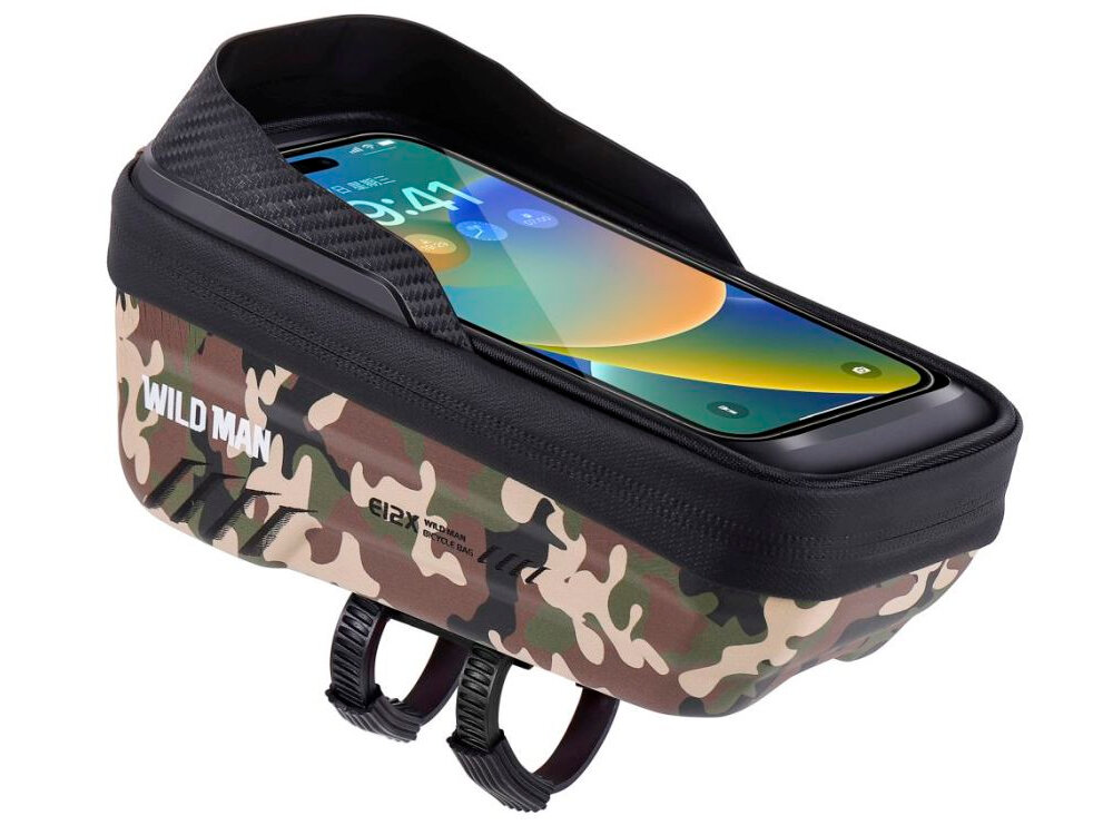 Torba rowerowa na ramę WILDMAN E12X torba na bialym tle, szybki dostep, nawigacja, telefon, klucze, narzedzia