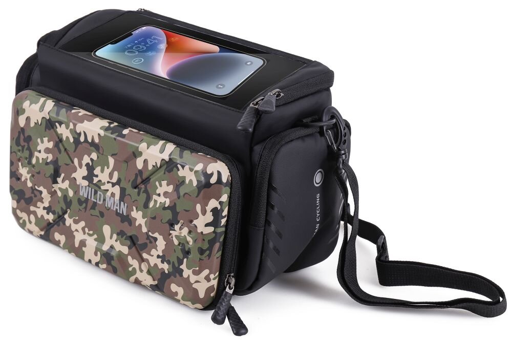 Torba rowerowa na kierownice WILDMAN GS6 odpornosc, niezawodnosc, pojemnosc, woda, cisnienie, wiatr torba przykryta pokrowcem