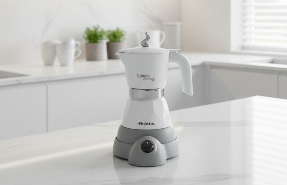 Kawiarka ARIETE Mokina 1358/10 Biały 100 ml wygląd prezentacja wizualizacja design Aromatyczna kawa na co dzień