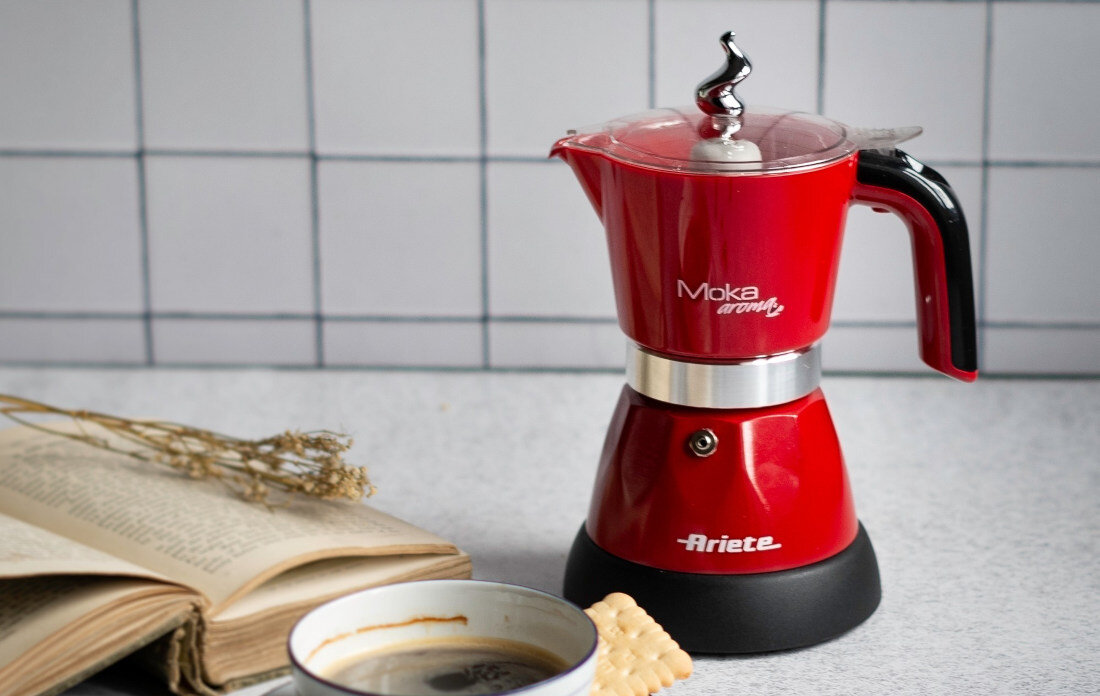 Kawiarka ARIETE Mokina 1358/10 Biały 100 ml Wygodna obsługa Trzyczęściowa budowa Przejrzysty proces parzenia