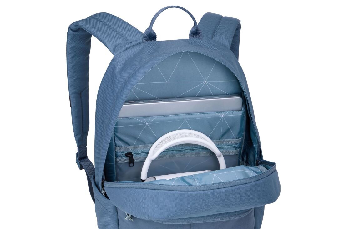 Plecak Thule Gauntlet Sleeve z przegrodą na laptop i słuchawki pokazuje uporządkowane wnętrze podczas pracy mobilnej i nauki  
