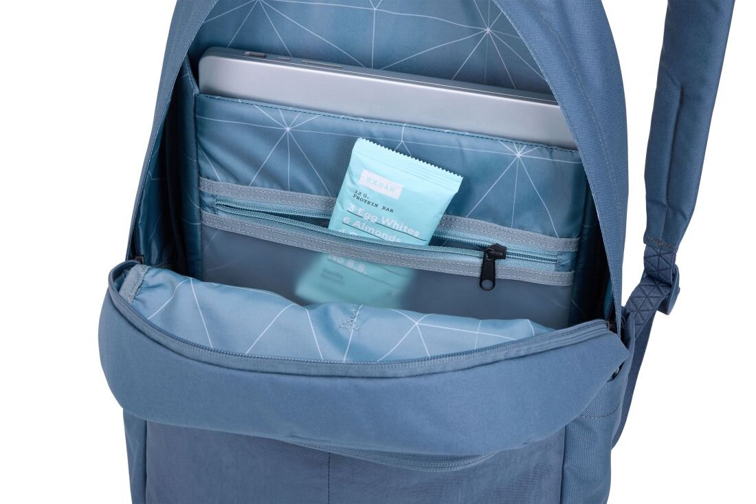 Plecak Thule Gauntlet Sleeve z przegrodą na laptop pokazuje wewnętrzną kieszeń z zamkiem podczas organizacji akcesoriów do pracy mobilnej 