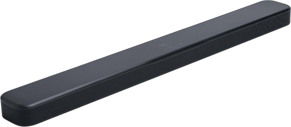 Soundbar JBL BAR 300 MkII HDMI eARC 4K Dolby Vision Passthrough łatwe podłączenie, soundbar po skosie na białym tle