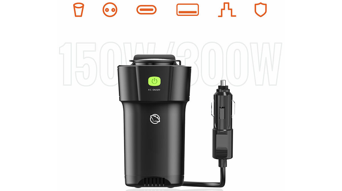 Przetwornica samochodowa MANTA MPI201C Power Inverter 150W 12 V / 230V, moc, prąd, laptop, trasa, Porty USB i gniazdo AC przetwornicy Manta