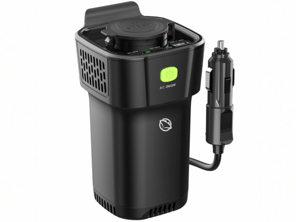 Przetwornica samochodowa MANTA MPI201C Power Inverter 150W 12 V / 230V, sygnał, elektronika, zasilacz, notebook, Przetwornica 150W z wtykiem do zapalniczki