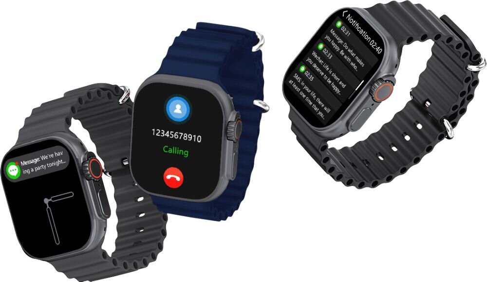 Smartwatch KIANO Solid ekran bateria czujniki zdrowie sport pasek ładowanie pojemność rozdzielczość łączność sterowanie krew puls rozmowy smartfon aplikacja