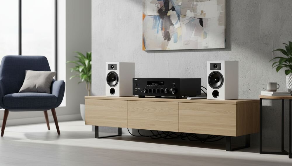 Zestaw stereo YAMAHA MusicCast R-N600A + INDIANA Line Tesi 3, Wi-Fi, Bluetooth, AirPlay, DLNA i radio internetowe, zestaw w pomieszczeniu