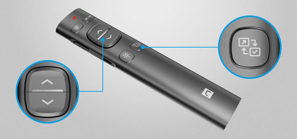 Prezenter NATEC Warbler 2 2.4 GHz / Bluetooth, Zasięg 10 m Szary 8 przycisków programowalne przyciski przełączanie trybów