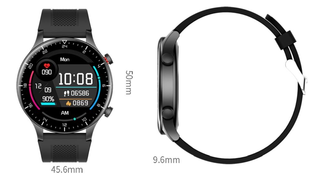 Smartwatch KUMI GW16T Pro KU-GW16TP ekran bateria czujniki zdrowie sport pasek ładowanie pojemność rozdzielczość łączność sterowanie krew puls rozmowy smartfon aplikacja