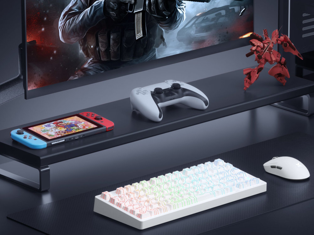 MCHOSE MC-JET75 klawiatura przed monitorem na biurku