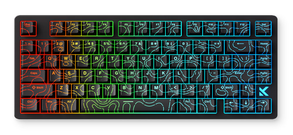 MCHOSE MC-JET75 80 klawiszami TKL (Tenkeyless) brak bloku numerycznego - klawiatura z podświetleniem na białym tle