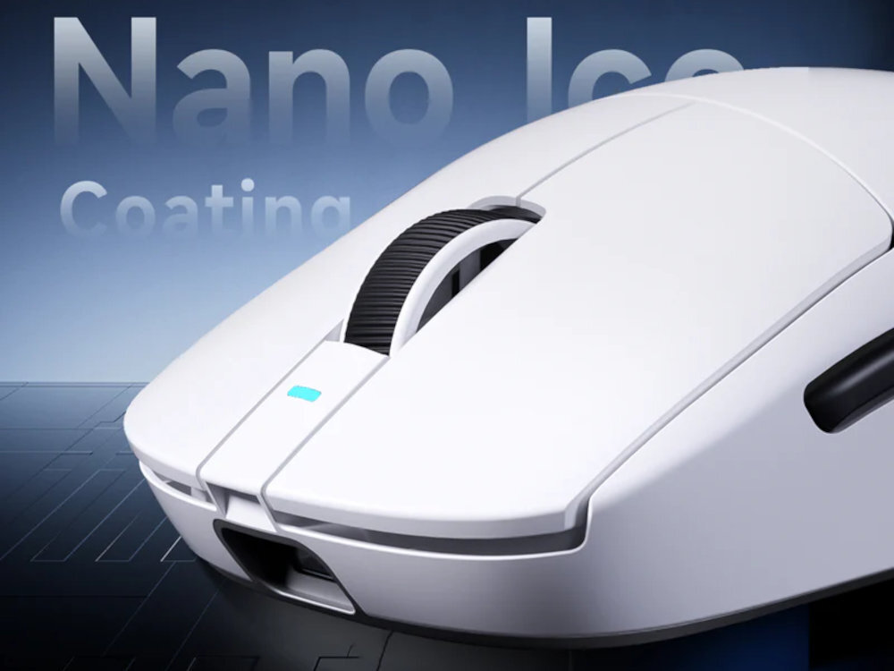 MCHOSE A7 56 g palm, claw i fingertip Centralnie wyważona konstrukcja powłoka Nano Ice - zbliżenie na klawisze