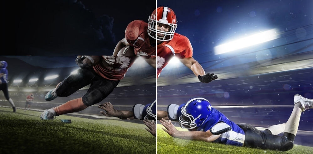 Monitor ACER Predator XB323QUPBMIIPRX 31.5 cala 2560x1440px IPS 180Hz 0.5 ms [GTG]  prezentacja płynności w tle gra amerykański futbol FreeSync™ płynna rozgrywka bez zacięć synchronizacja z GPU komfort rozgrywki