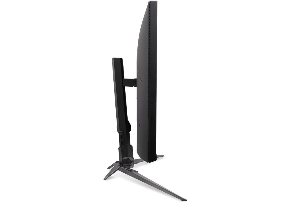 Monitor ACER Predator XB323QUPBMIIPRX 31.5 cala 2560x1440px IPS 180Hz 0.5 ms [GTG]  prezentacja monitora od boku na białym tle regulowana podstawa, pochylenie, wysokość, pivot dostosowanie pozycji ograniczenie napięcia