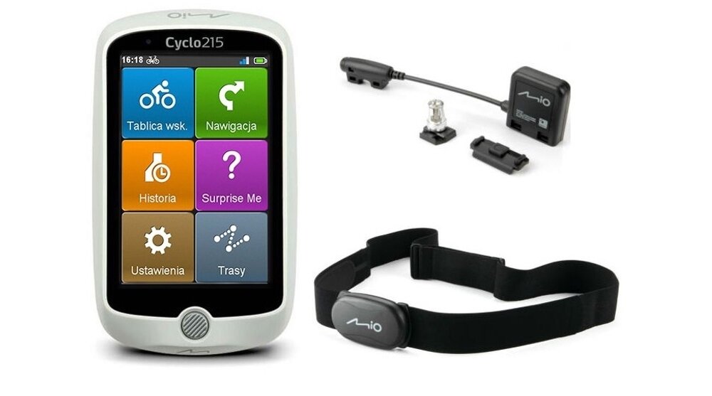 Nawigacja MIO Cyclo 215 HC ekran gps mapy waga wymiary pamięć bateria uchwyt