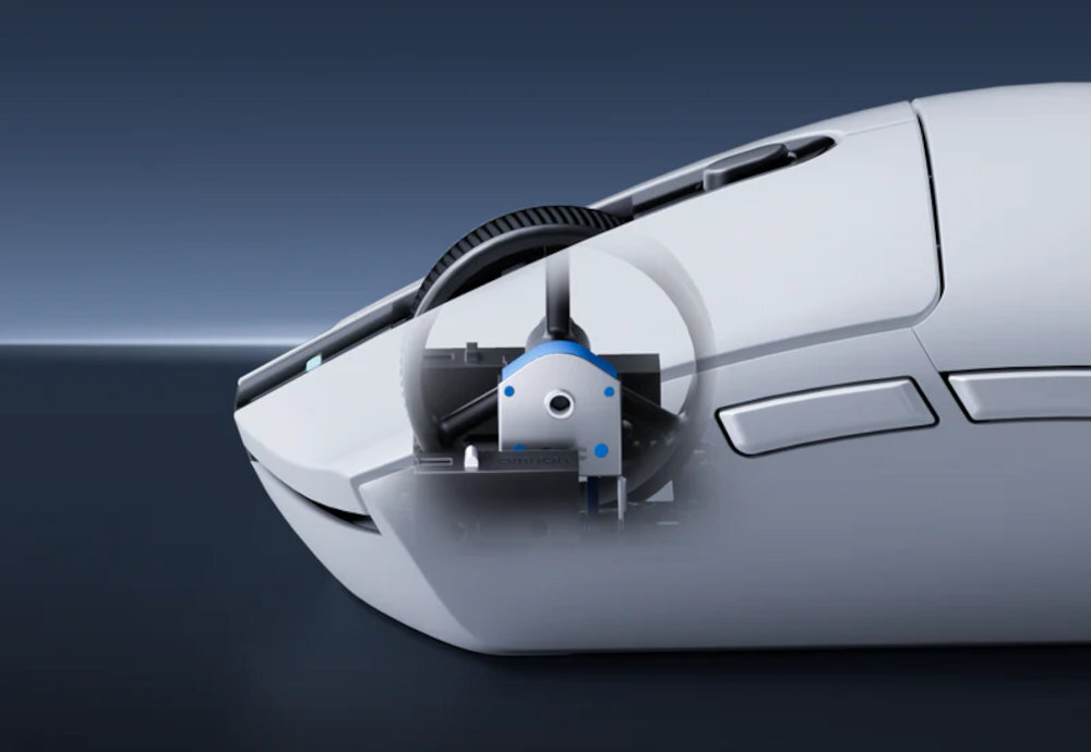 MCHOSE MC-G3 energooszczędny sensor wydajną baterią Przełącznik TTC Silver rolką przełączniki 60 milionów kliknięć - widok na mechanizm kółka wewnątrz myszki