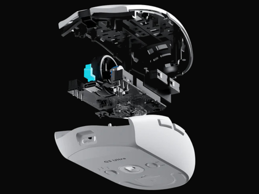 MCHOSE MC-G3 PixArt PAW3311 DPI aż do 12 000 sześciu predefiniowanych ustawień - widok na wnętrze myszki