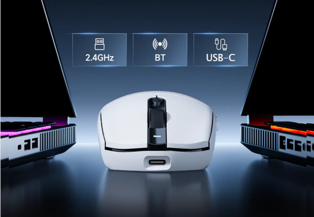 MCHOSE MC-G3 trzy tryby komunikacji 2,4 GHz odświeżaniem 1000 Hz odbiornik USB-A Bluetooth urządzeniami mobilnymi - myszka miedzy dwoma laptopami