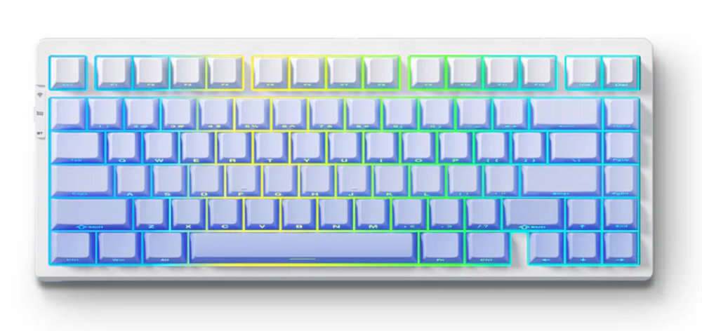 MCHOSE MC-G75 układ 75 83 klawiszami TKL (Tenkeyless) brak bloku numerycznego - klawiatura na białym tle