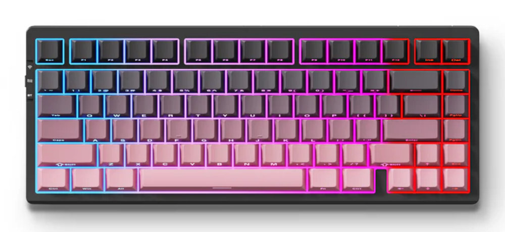 MCHOSE MC-G75 układ 75 83 klawiszami TKL (Tenkeyless) brak bloku numerycznego - klawiatura na białym tle