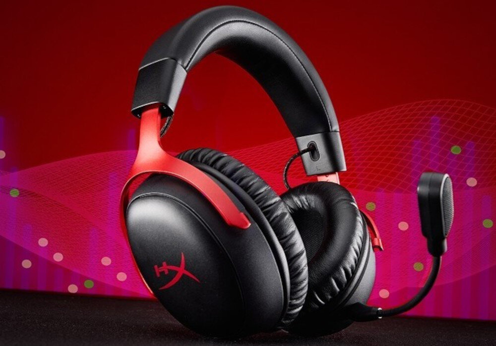 Słuchawki HYPERX Cloud III S przetworniki 53 mm brzmienie gamingowe dźwięk przestrzenny, słuchawki nauszne z mikrofonem po skosie