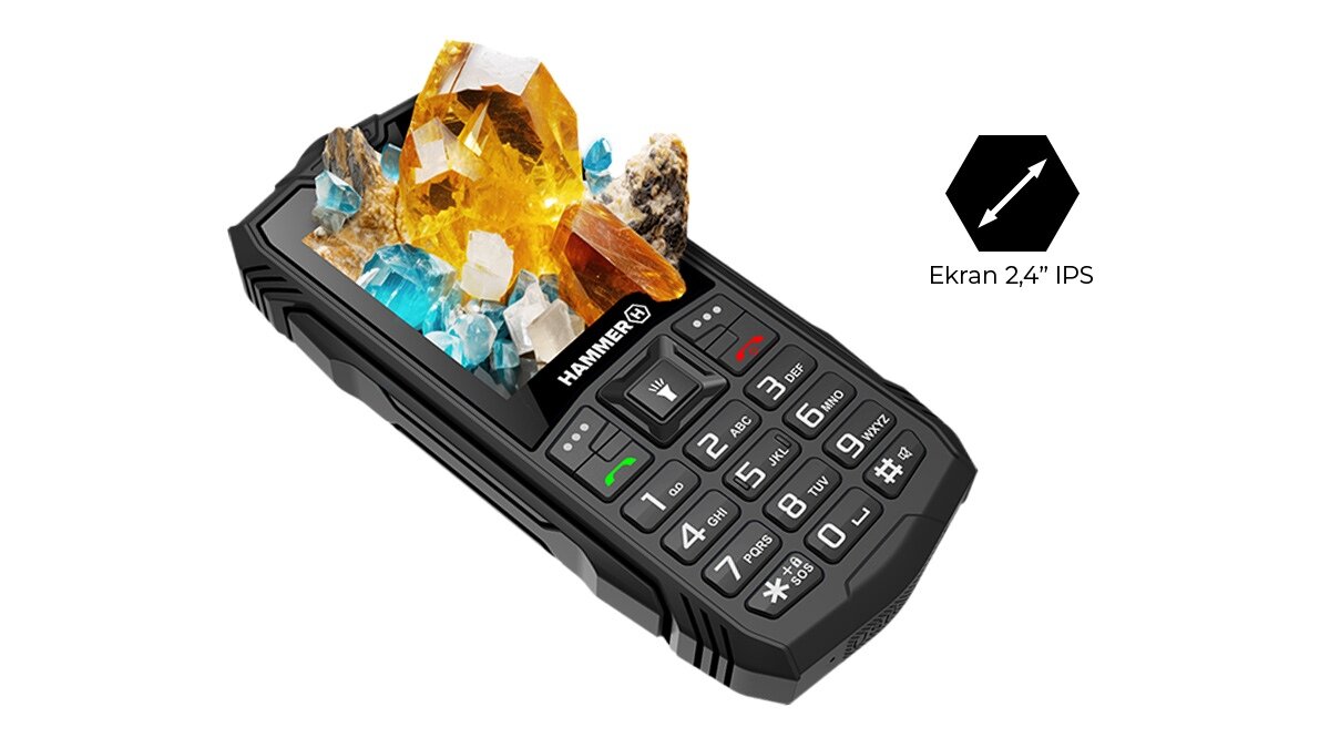 Telefon MYPHONE Hammer Rock LTE kamienie wychodzą z ekranu, Wyświetlacz 2,4” IPS rozdzielczość ekran