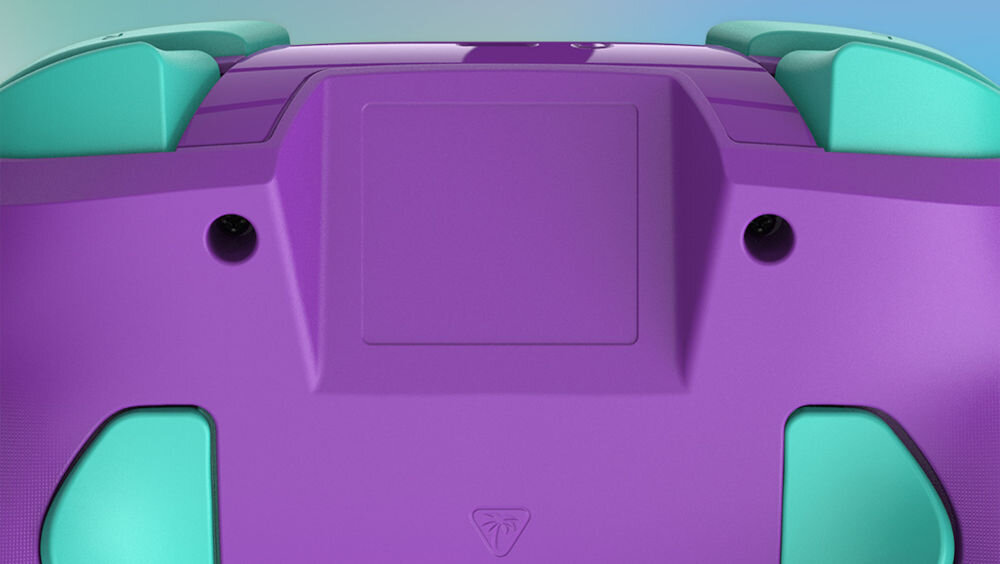 Kontroler TURTLE BEACH Nintendo Switch Rematch Invincible Mario Fioletowo-turkusowy prezentacja pada od tyłu mapowalne przyciski do sterowania w kontrolerze spersonalizowane sterowanie skuteczna i wygodna rozrywka