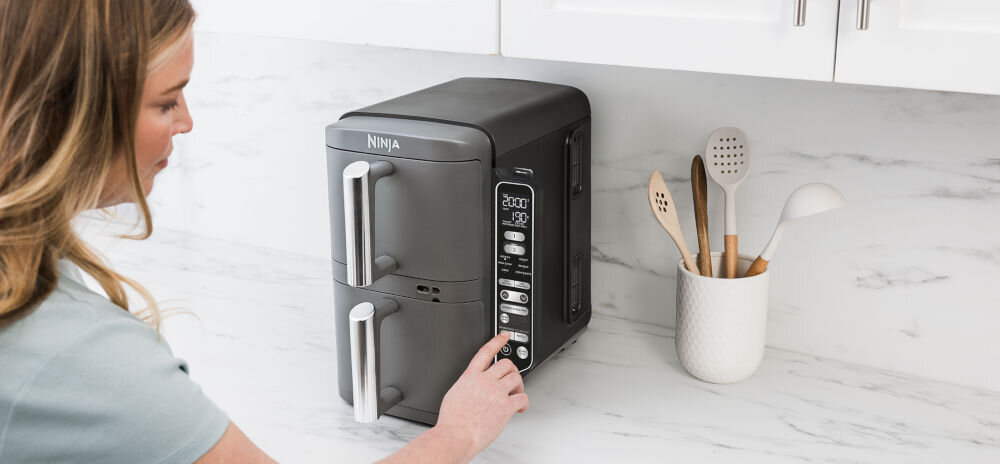 Frytkownica beztłuszczowa NINJA SL451EU Air Fryer  2 niezależnie sterowane szuflady funkcja SYNC posiłki synchronizacja czas przygotowywanie