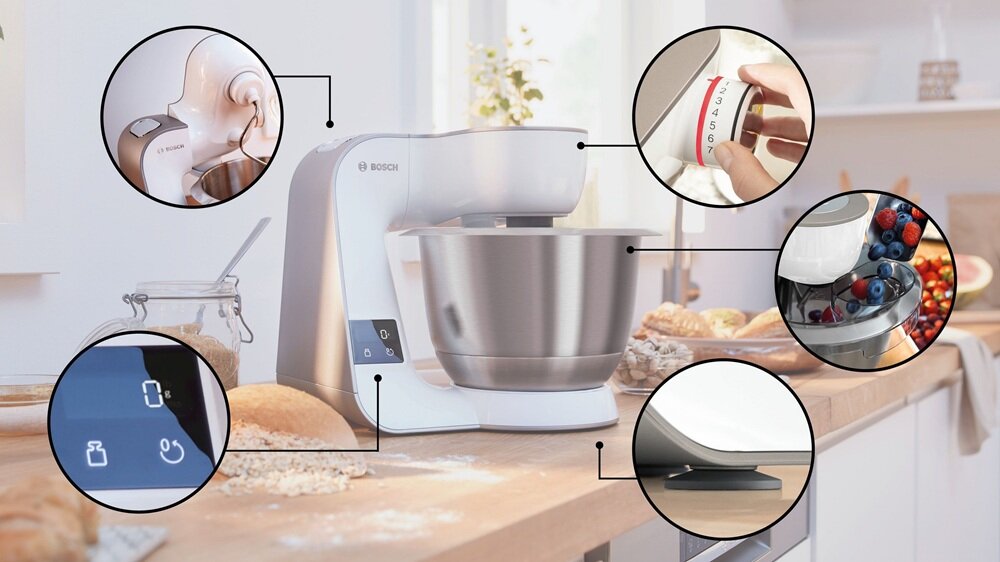 Robot kuchenny planetarny BOSCH MUM5XL74 mocny silnik, stabilna praca, mniej wysiłku ręcznego