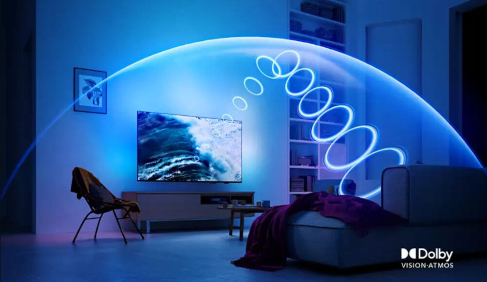 Telewizor PHILIPS 65OLED910 Dolby Vision detale obrazu kinowe wrażenia, telewizor otoczony kopuła dźwięku