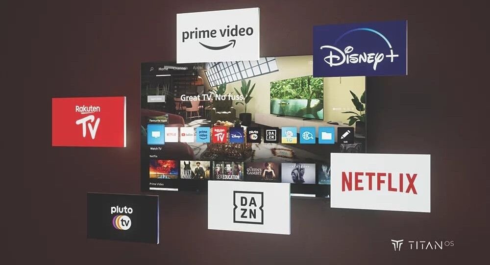 Telewizor PHILIPS 77OLED770 z kafelkami różnych aplikacji streamingowych