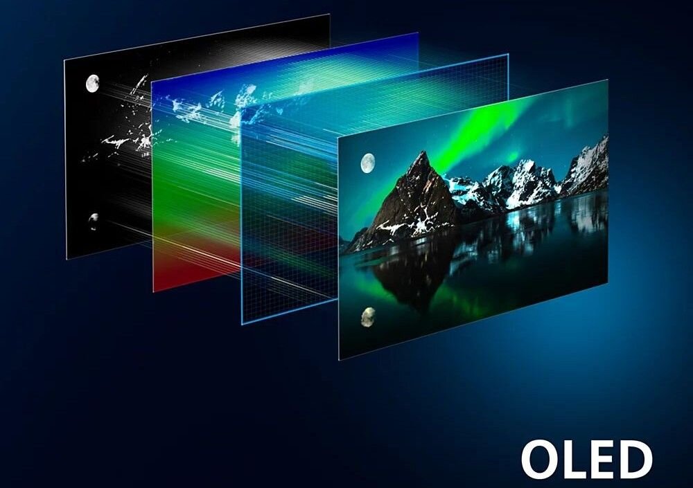 Telewizor PHILIPS 77OLED770 - rozwarstwienie matrycy na ciemnym tle