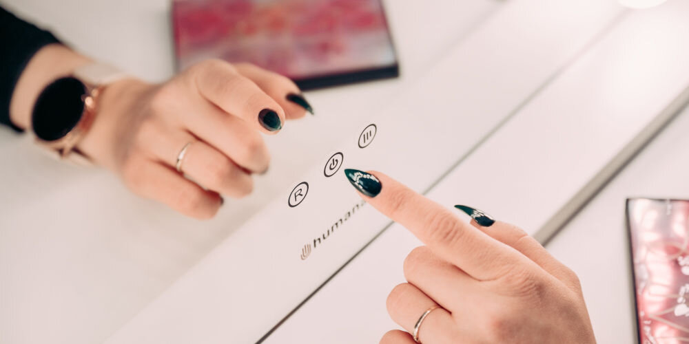 Lusterko kosmetyczne HUMANAS HS-HM02 Biały dotykowy panel sterowania przyciski do regulacji mocy temperatura barwowa 