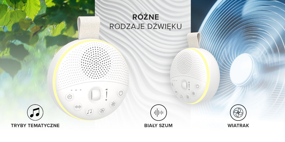 Lampka nocna LED NEWELL LunaWhisper NL4497, natura, dźwięki, odpoczynek, koncentracja, lampka w 2 odsłonach z wizualizacją trybów dźwięków