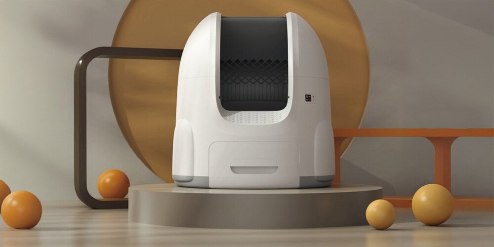 Inteligentna kuweta dla kota SPONGE Pet Litter Box funkcjonalność, elegancka i kompaktowa, neutralne kolory, cicha praca