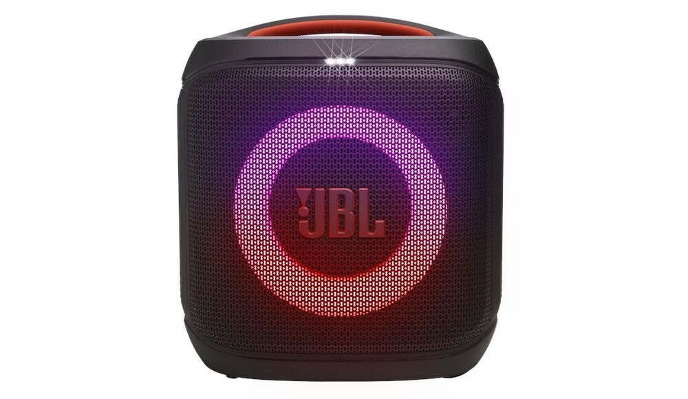 JBL PartyBox Encore Essential 2 aplikacja JBL PartyBox sterowanie muzyką korektorem i efektami świetlnymi, urządzenie na białym tle