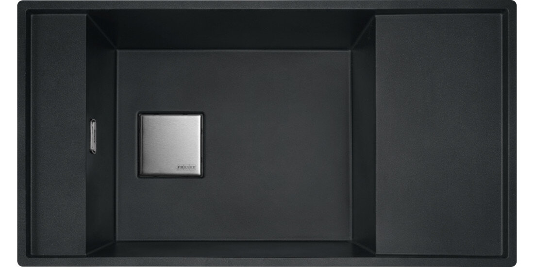 Zlewozmywak jednokomorowy z ociekaczem FRANKE Fresno FSG 611-88 114.0616.465 Onyx 49.5x87.7 widok na zlew z góry odporność na plamy trwałość kwarc fragranite wytrzymałość