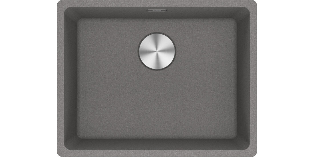 Zlewozmywak jednokomorowy FRANKE Maris MRG 110-52 125.0687.254 Kamienny szary 43.3x55.3 widok na zlew z góry odporność na plamy trwałość kwarc fragranite wytrzymałość