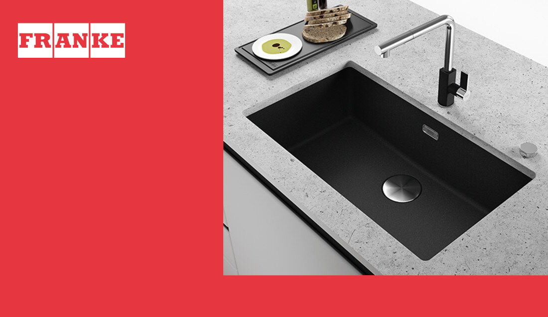 Zlewozmywak jednokomorowy FRANKE Maris MRG 110-72 125.0687.261 Onyx 43.3x75.3 wygląd design tło prezentacja wizualizacja